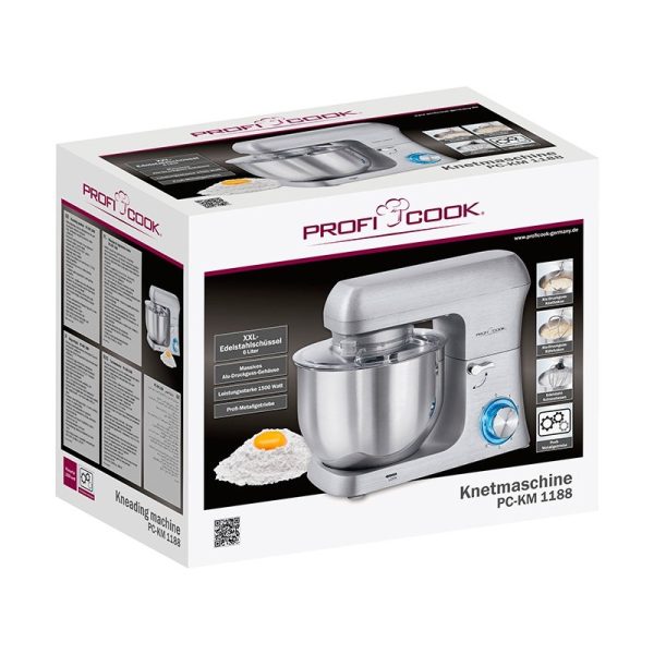 Robot Pétrin 3en1 Avec Bol en Inox 6L 1500W ProfiCook PC-KM 1188 – Image 5