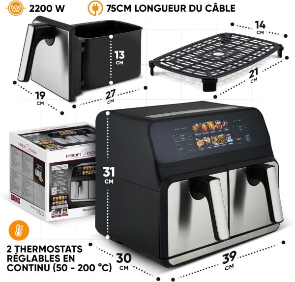 FRITEUSE SANS HUILE 8 LITRE PC-FR 1287 H – Image 2