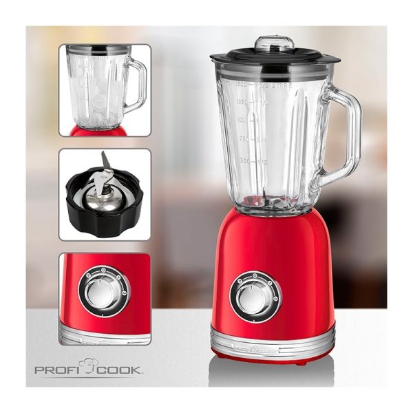 Blender Mixeur 1,5L vintage Proficook PC-UM 1195 Rouge – Image 2