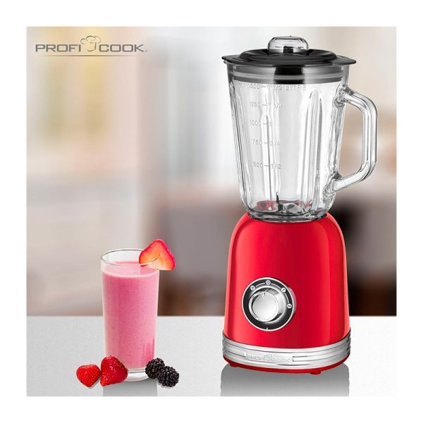 Blender Mixeur 1,5L vintage Proficook PC-UM 1195 Rouge – Image 3