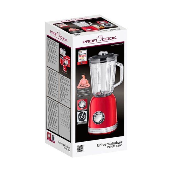 Blender Mixeur 1,5L vintage Proficook PC-UM 1195 Rouge – Image 4