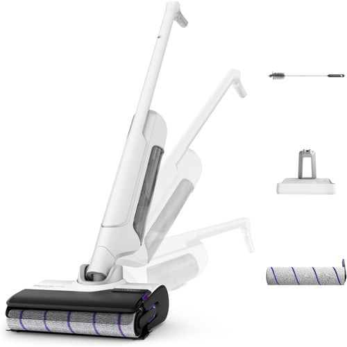 Rowenta Aspirateur Laveur X-Clean 10 sans fil-Design Plat 180°-Auto Nettoyage et séchage 65°C-Autonomie 60min-GZ7540WO-Blanc