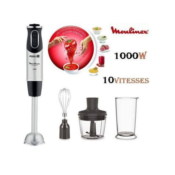 Moulinex Mixeur Plongeur Quickchef 3en1- DD655810 -1000 W-Noir